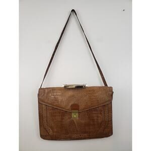 Vintage Briefcase Document Bag Portfolio Animal Print Handle Strap Korea